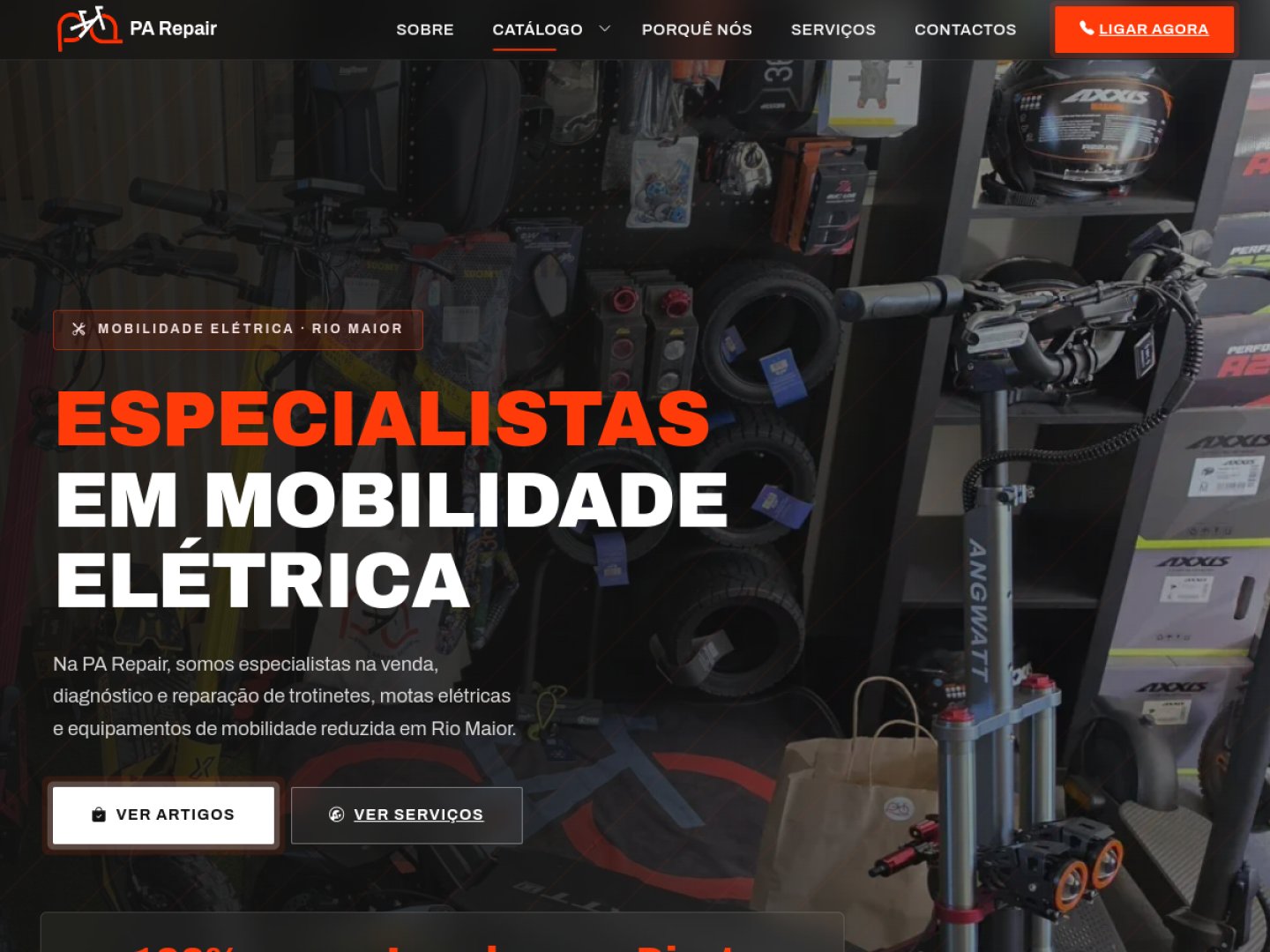 Página inicial do website da PA Repair